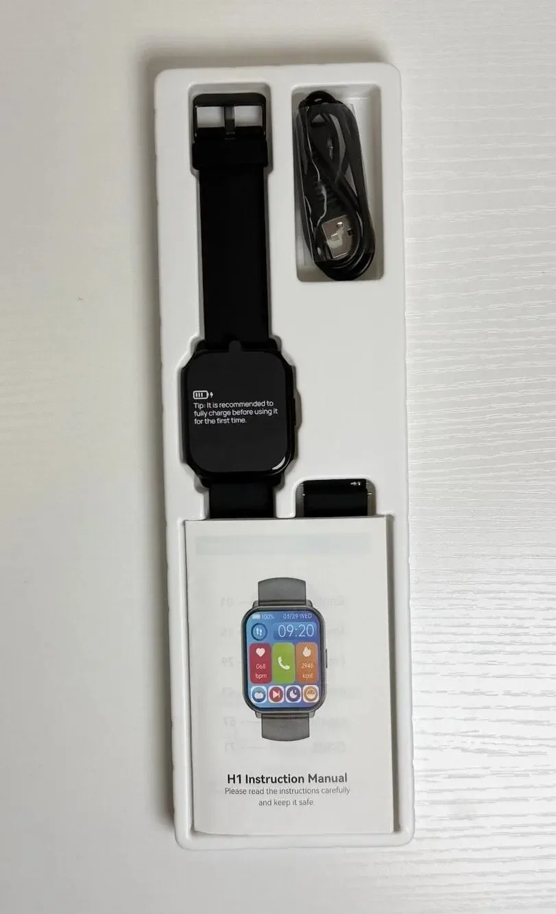 RUIMEN H1 44mm Smart Watch Touch Screen 4GB Black Silicone Band Android/iOS